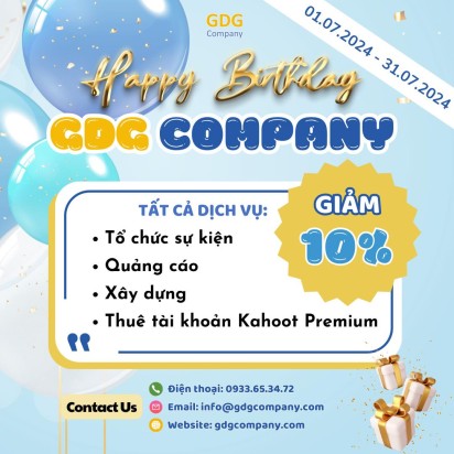 Giảm giá 10% tất cả dịch vụ của GDG nhân dịp Sinh nhật