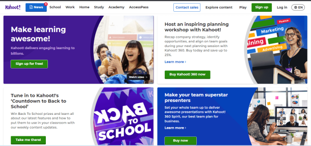 Cho thuê tài khoản Kahoot cho sự kiện